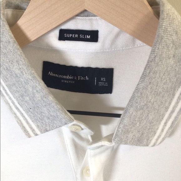 Abercrombie & Fitch Tipped Polo White Gray XS - Picture 2 of 6